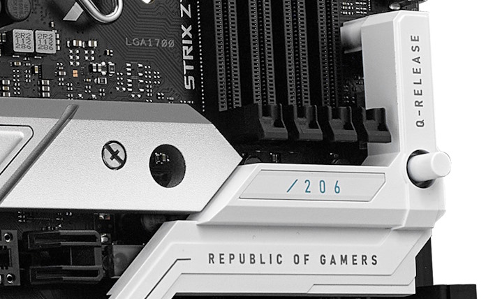 A closeup view of the PCIe Slot Q-Release button